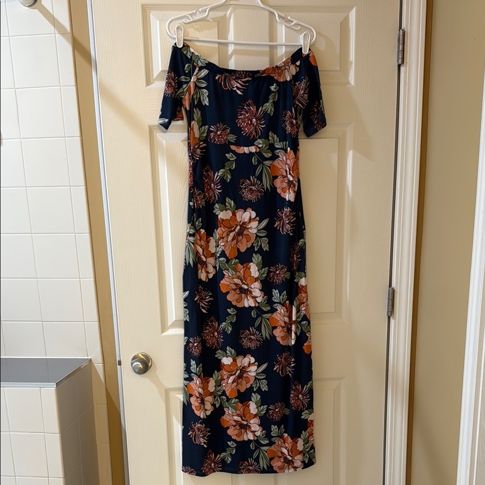 French Grey maternity maxi dress
